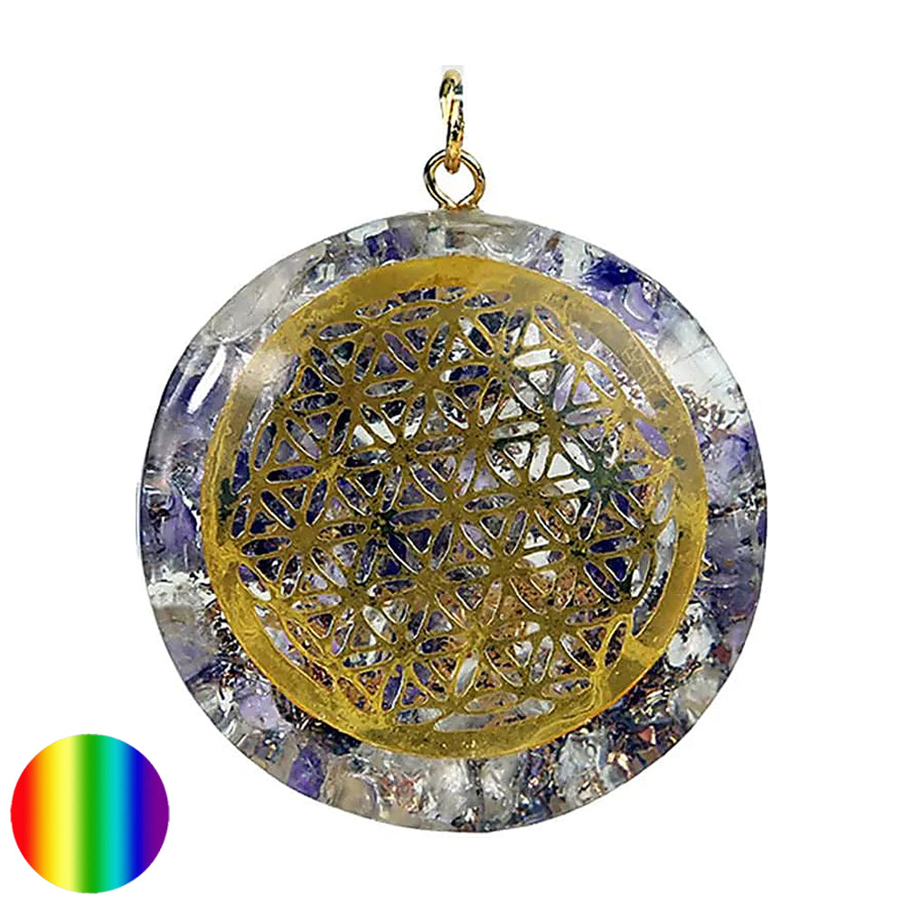 Orgon Anhänger - Blume des Lebens - Amethyst Bergkristall