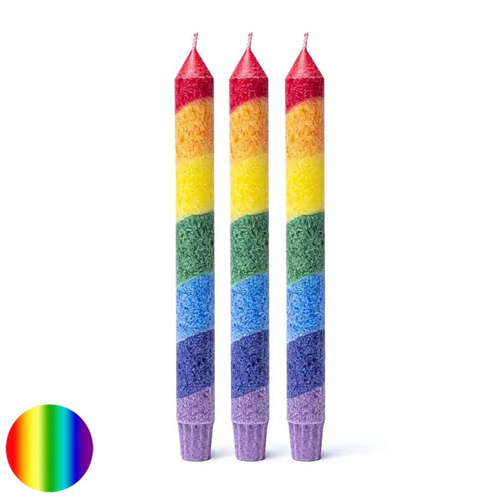 Stabkerzen 3er Set - Regenbogen  | in den sieben Chakra Farben