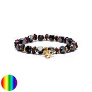 Armband Hämatit - Granat mit Om - klein