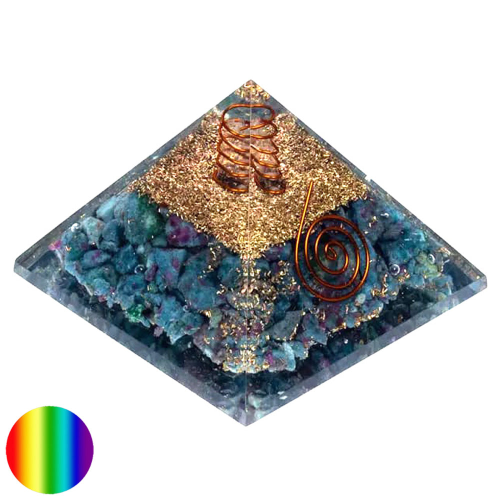 Orgon-Pyramide - Rubin in Kyanit - Spirale 70mm