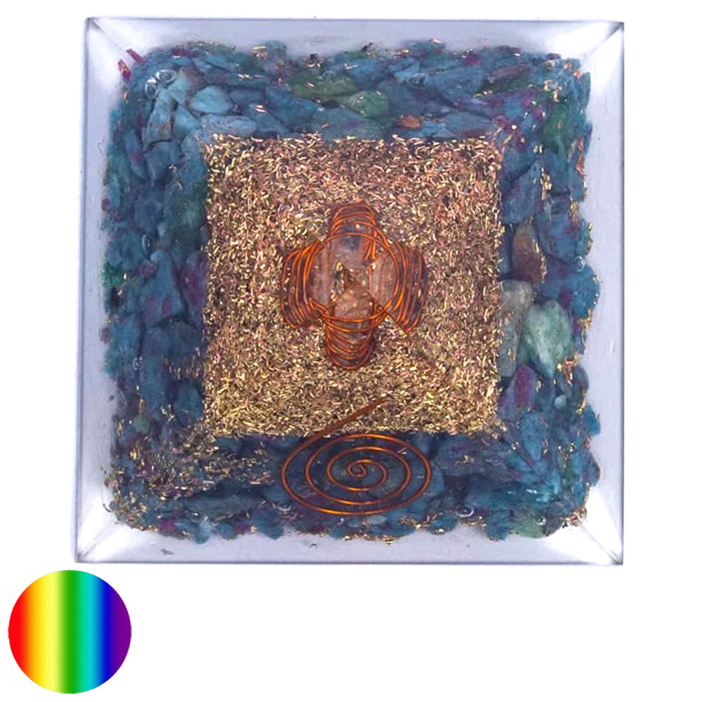 Orgon-Pyramide - Rubin in Kyanit - Spirale 70mm