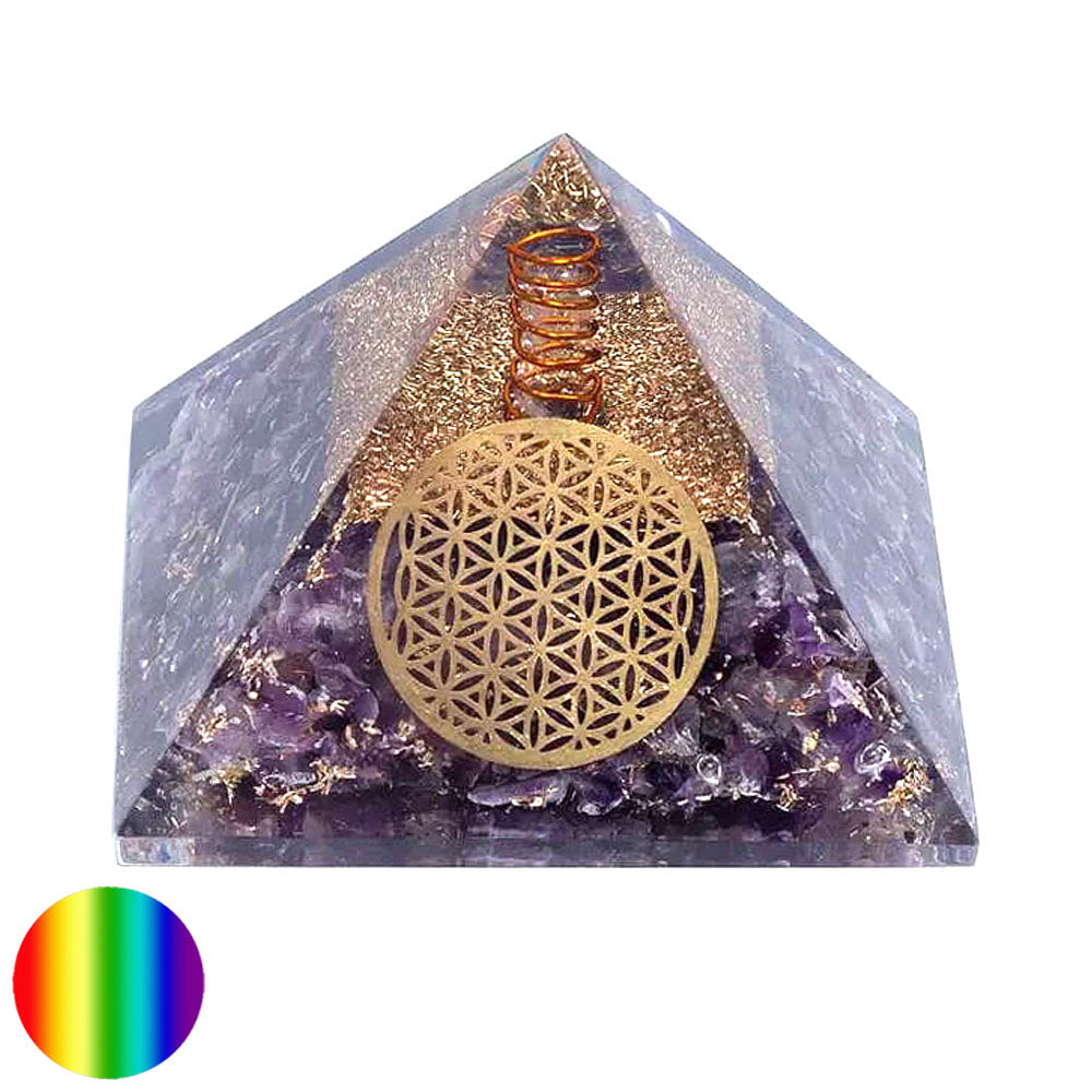Orgon-Pyramide - Amethyst Blume des Lebens 70mm