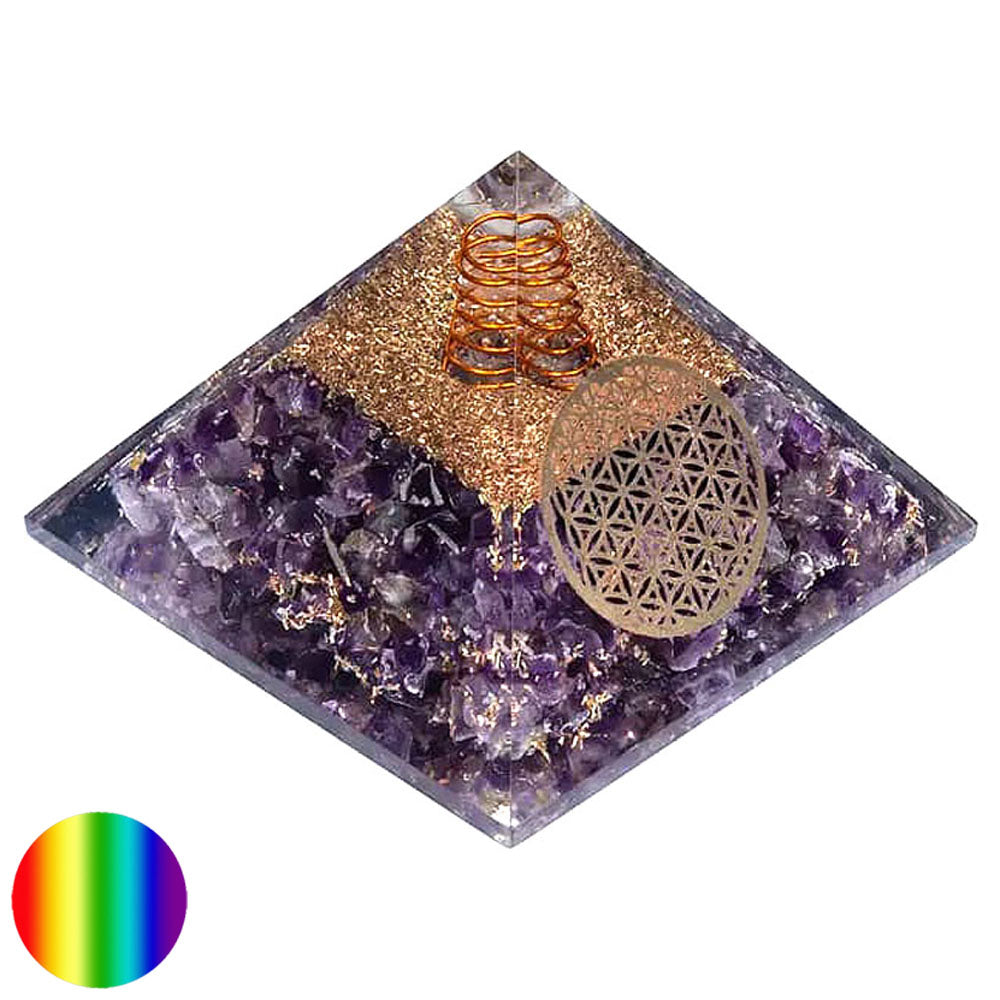 Orgon-Pyramide - Amethyst Blume des Lebens 70mm