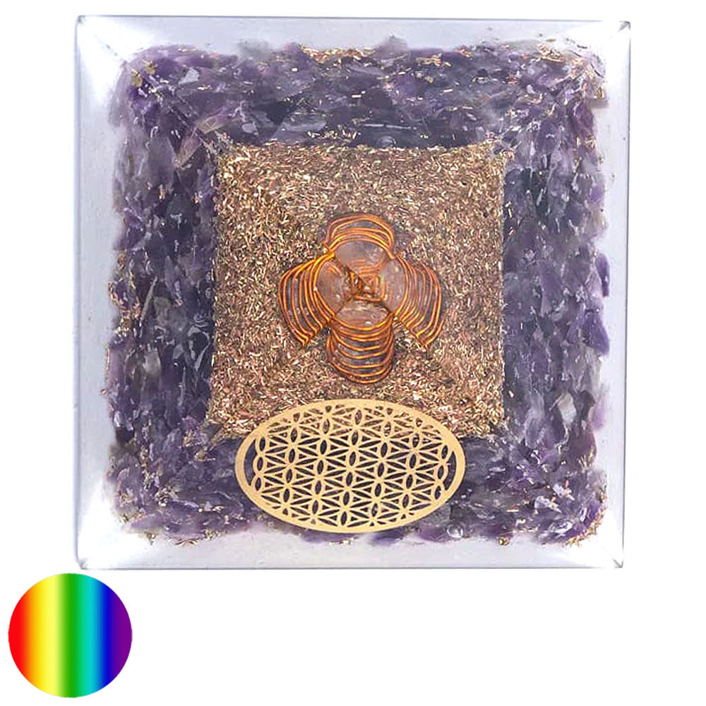 Orgon-Pyramide - Amethyst Blume des Lebens 70mm