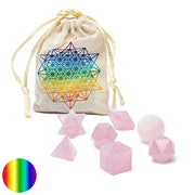 Heilige Geometrie-Set - 7-teilig - Rosenquarz