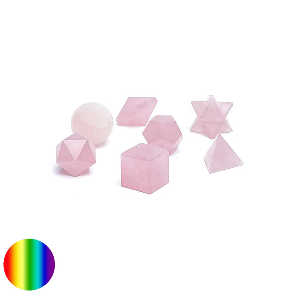 Heilige Geometrie-Set - 7-teilig - Rosenquarz