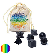 Heilige Geometrie-Set - 7-teilig - Schwarzer Turmalin