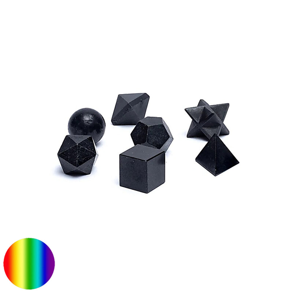 Heilige Geometrie-Set - 7-teilig - Schwarzer Turmalin