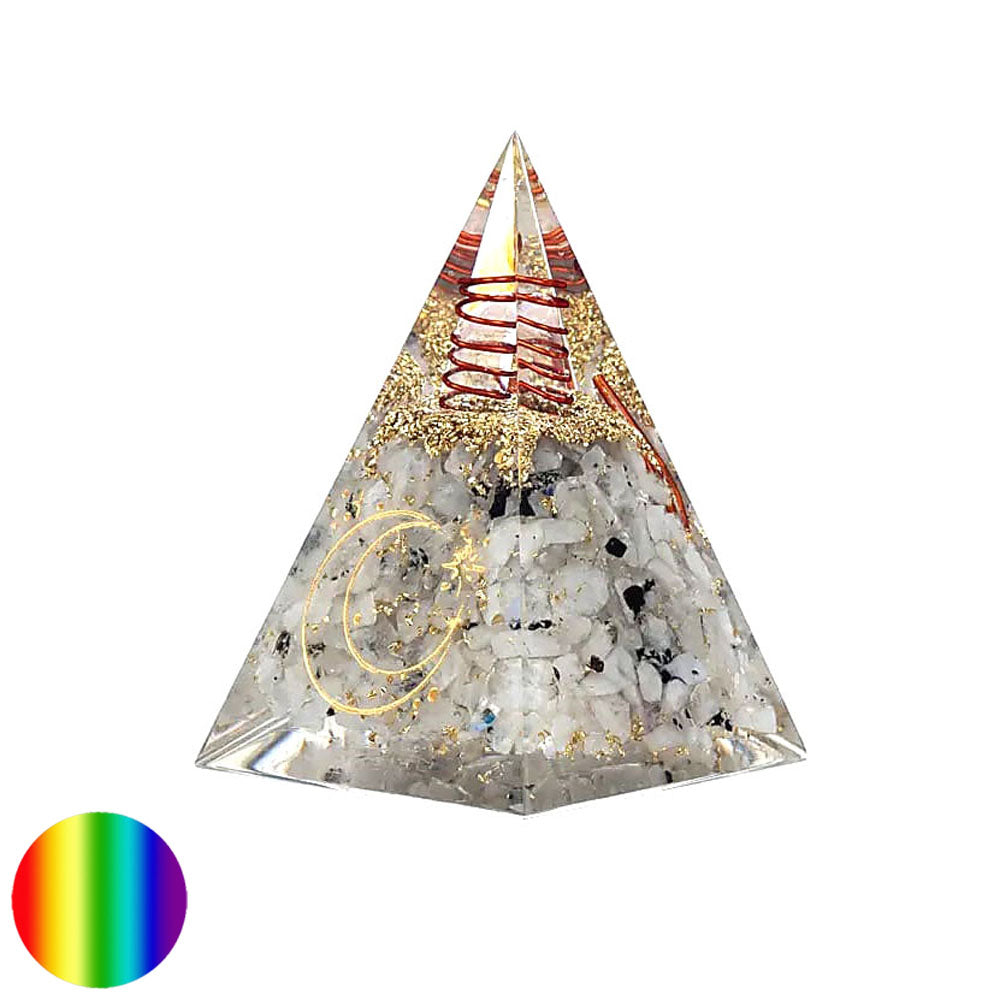 Orgonit-Pyramide Nubisch - Mondstein - Mondsymbol Spirale 60mm