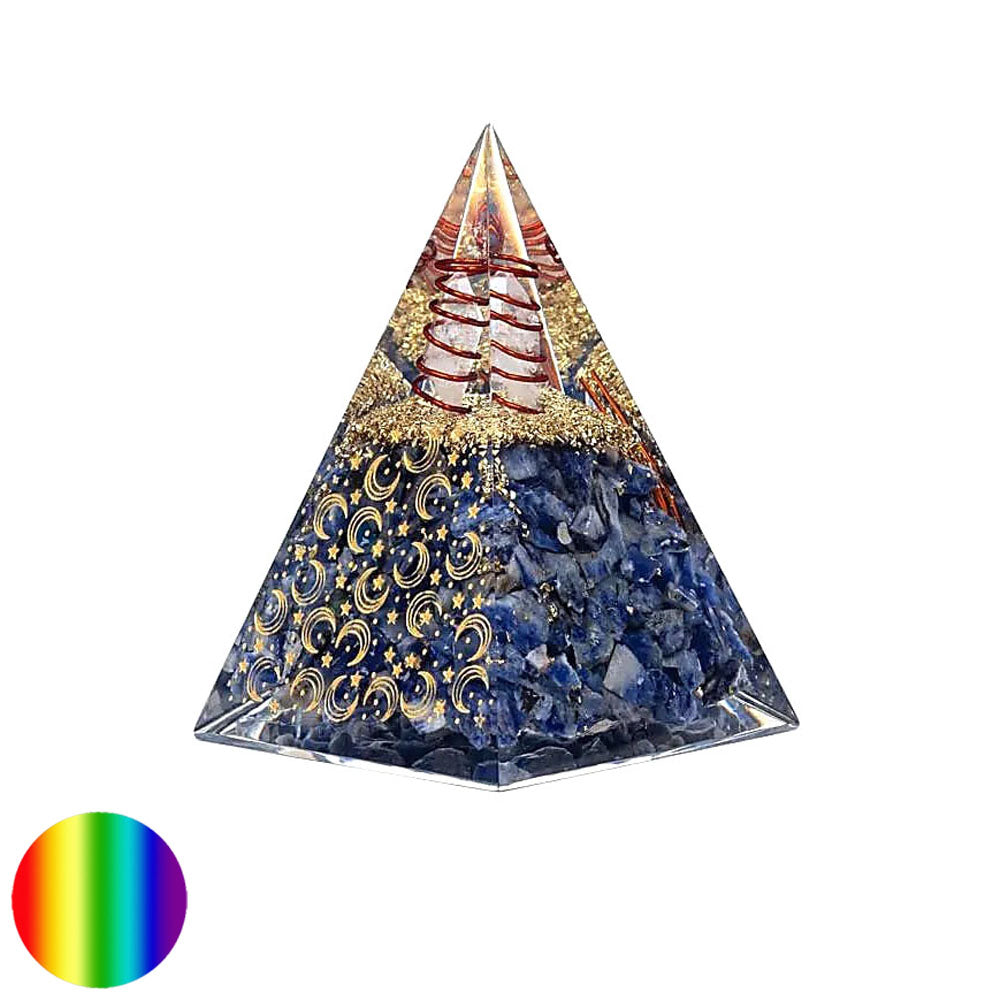 Orgonit-Pyramide Nubisch - Sodalith - Mond Sterne 60mm