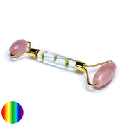 Massage-Roller Rosenquarz gelbe Blumen
