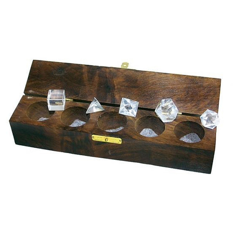 Platonische Körper - Bergkristall Holzschatulle | 15mm