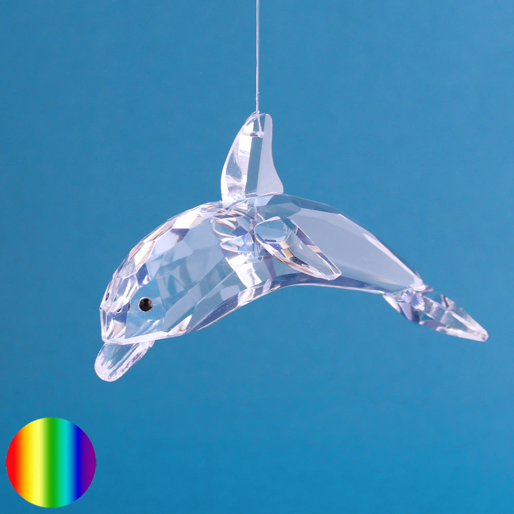 Glas Delfin - klar 10 cm | facettiert geschliffen