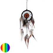 Traumfänger Mandella  Leder schwarz | mit Federn behängt