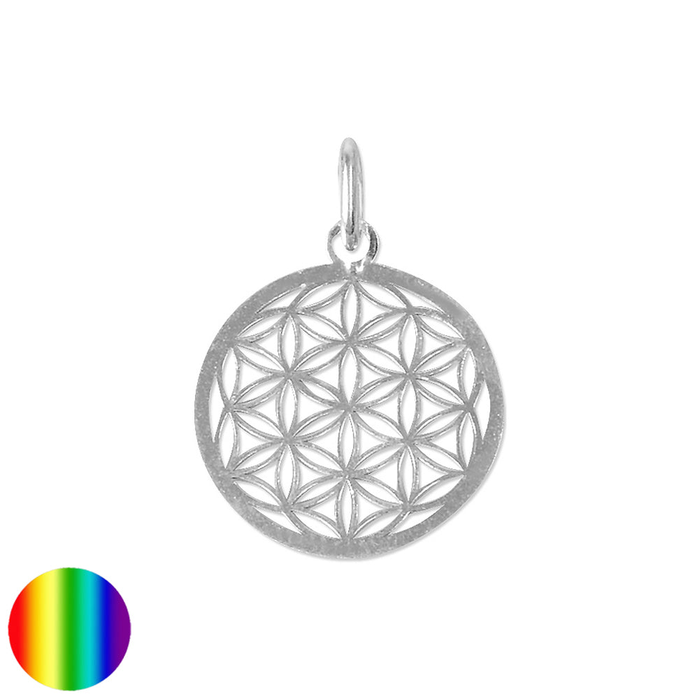 Blume des Lebens Anhänger 15mm Silber rhodiniert