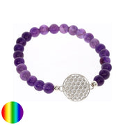 Symbol-Armband Amethyst Blume des Lebens silber