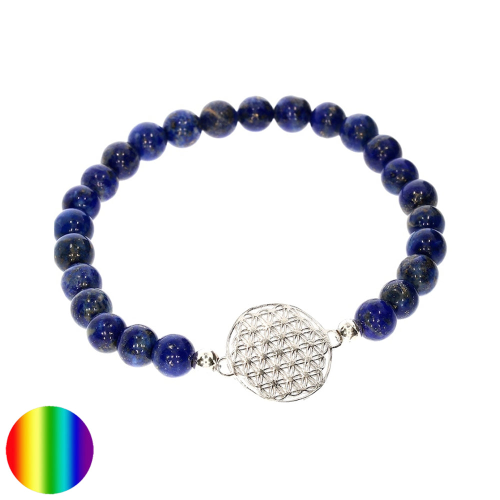 Symbol-Armband LapisLazuli Blume des Lebens silber