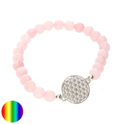 Symbol-Armband Rosenquarz Blume des Lebens silber