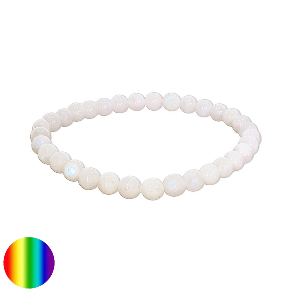 Armband Kugeln 6mm - Regenbogen Mondstein