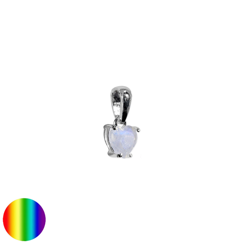 Herz Anhänger - Regenbogen-Mondstein Silber