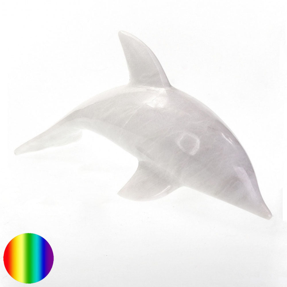 Springender Delfin - Marmor weiss 23cm