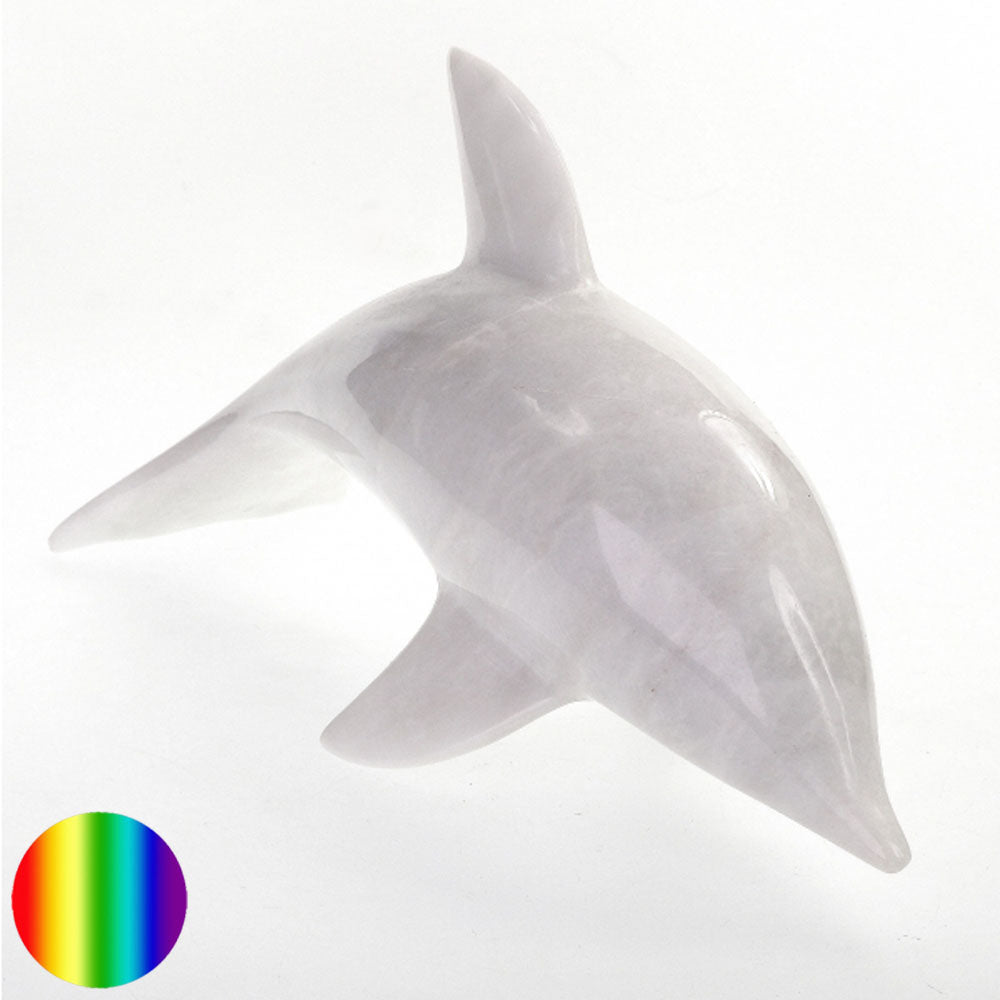 Springender Delfin - Marmor weiss 23cm