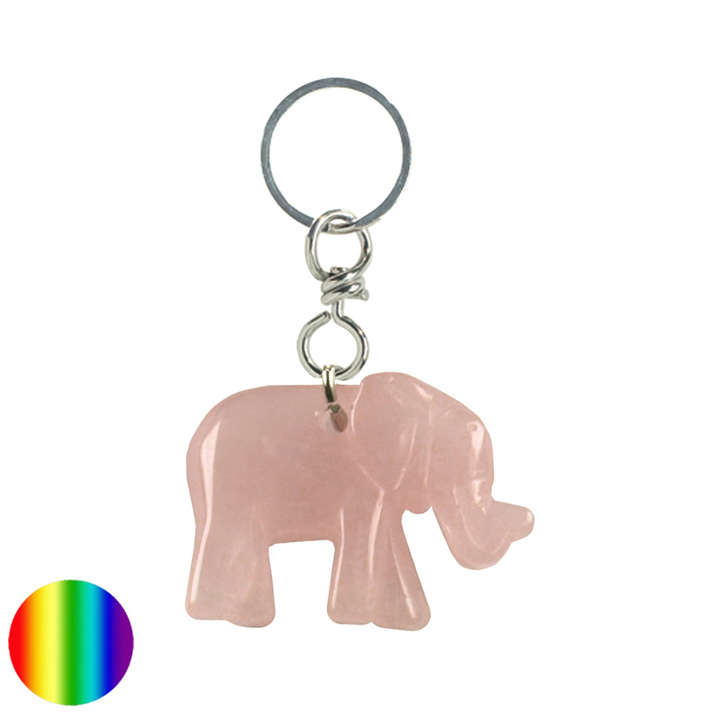 Schlüssel-Anhänger Elefant Rosenquarz